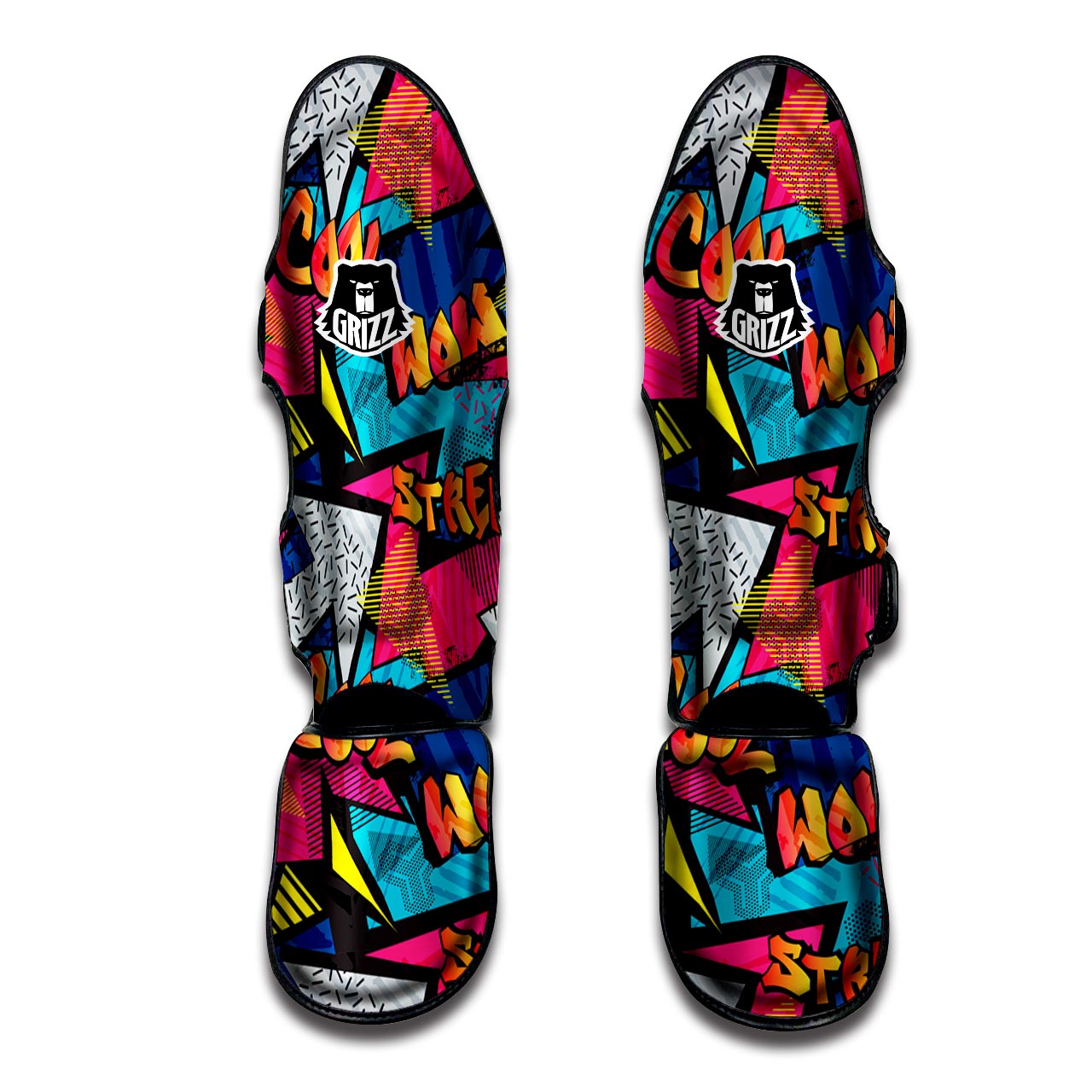 Abstract Graffiti Wow Print Muay Thai Shin Guard-grizzshop