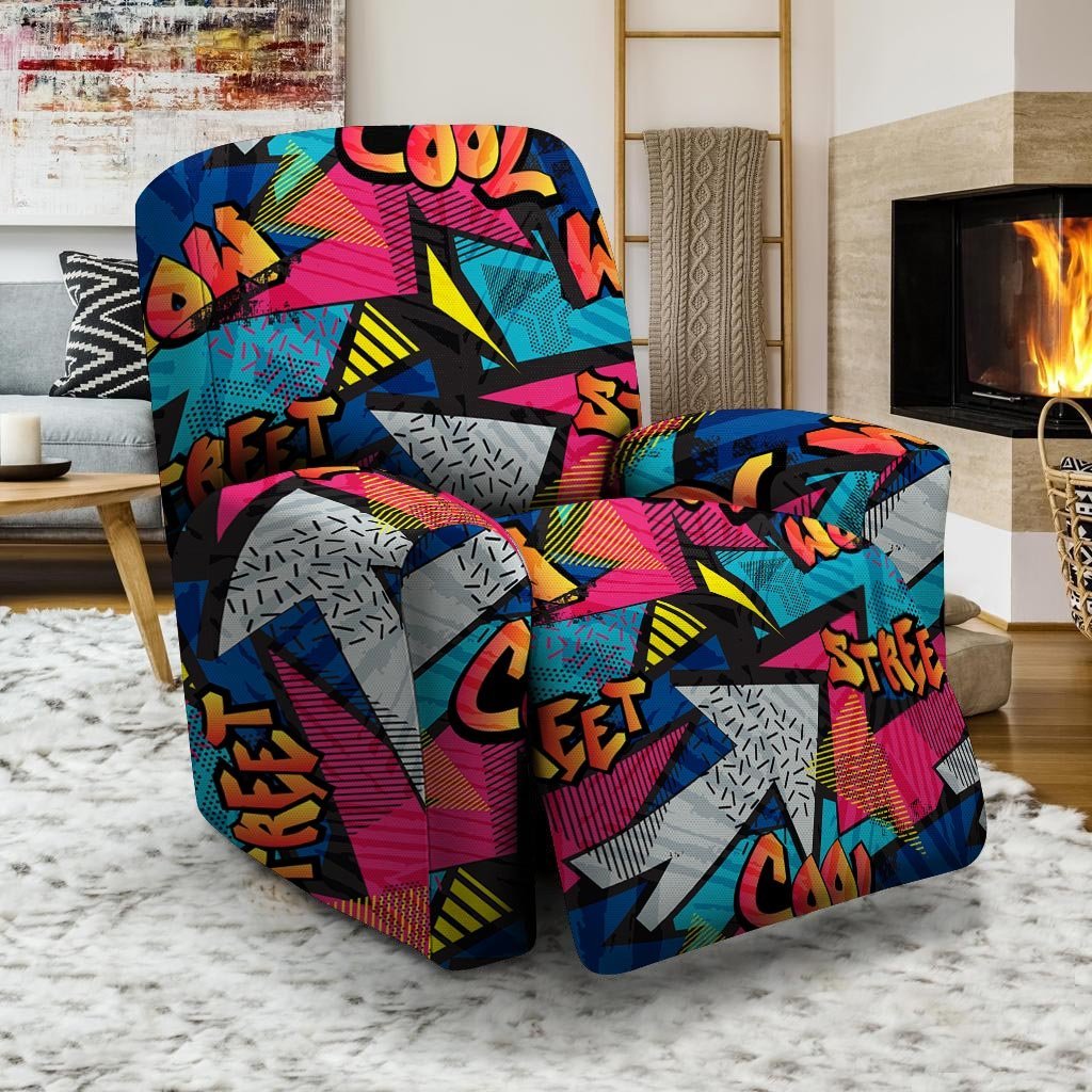 Abstract Graffiti Wow Print Recliner Cover-grizzshop