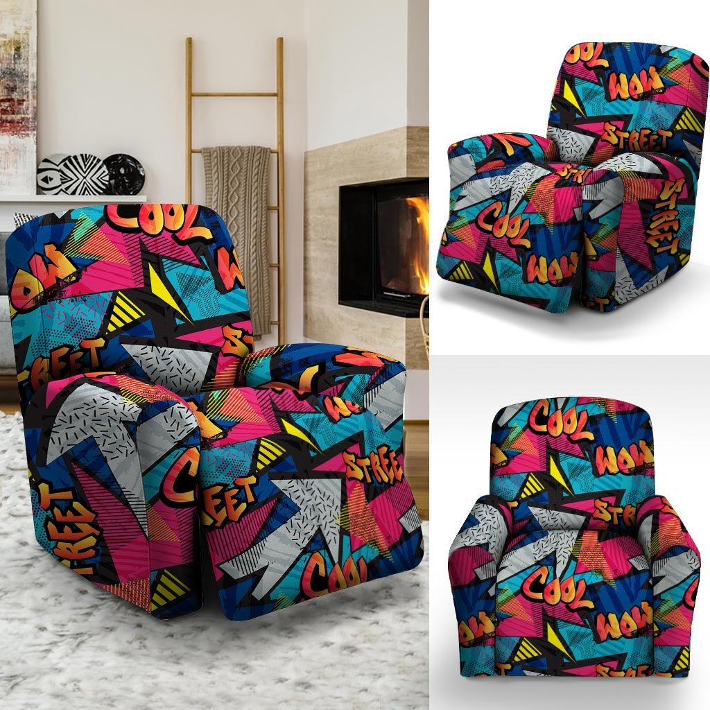 Abstract Graffiti Wow Print Recliner Cover-grizzshop