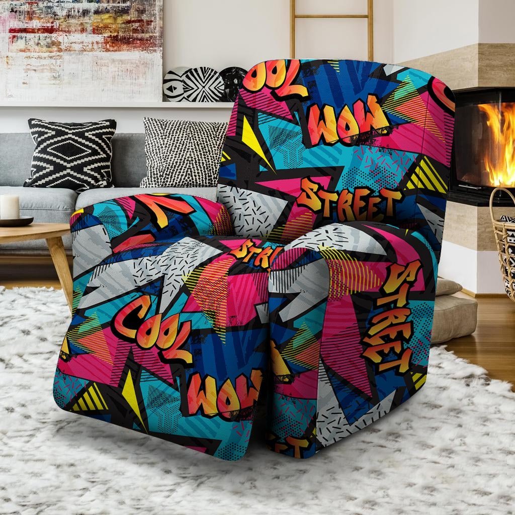 Abstract Graffiti Wow Print Recliner Cover-grizzshop