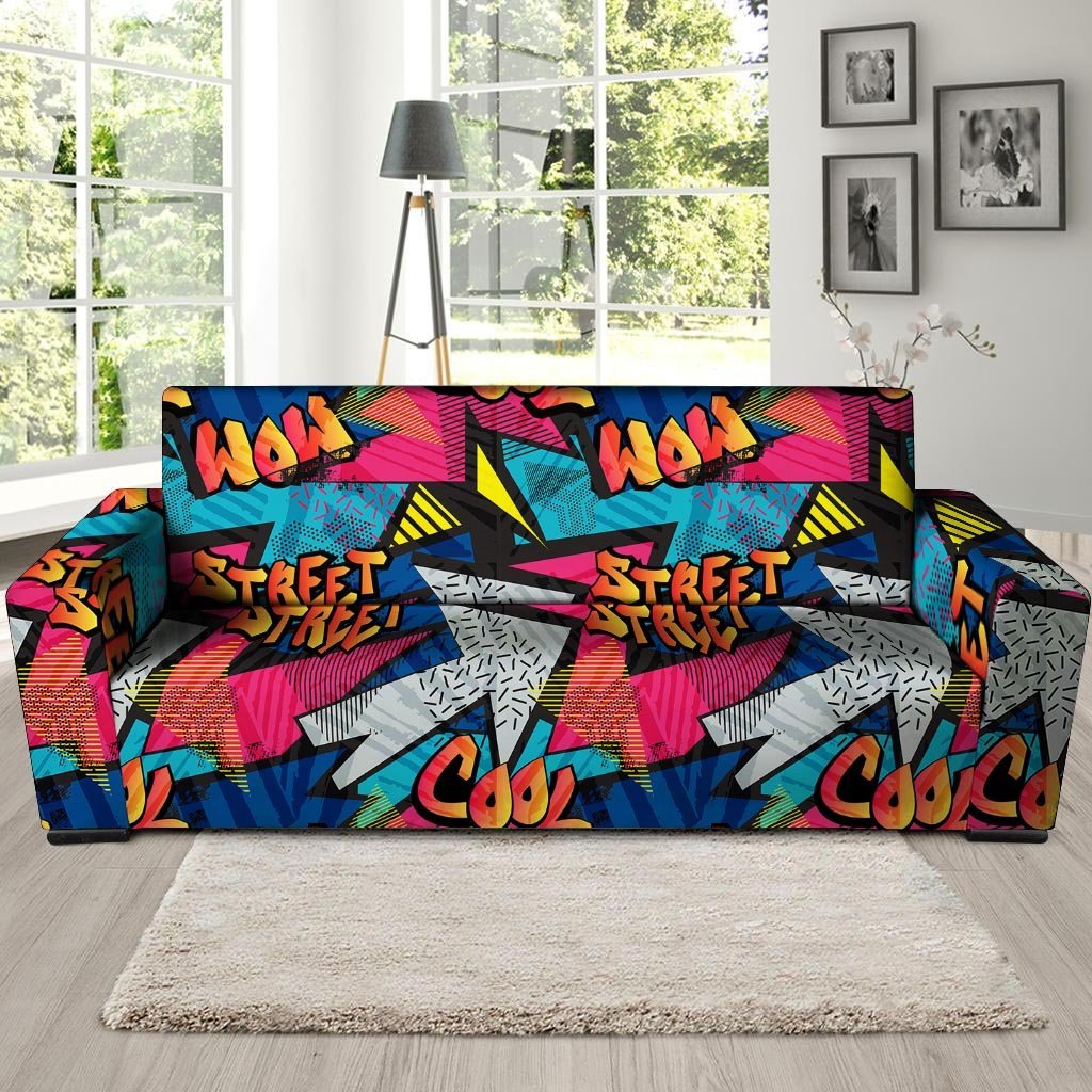 Abstract Graffiti Wow Print Sofa Cover-grizzshop