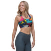 Abstract Graffiti Wow Print Sports Bra-grizzshop