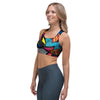 Abstract Graffiti Wow Print Sports Bra-grizzshop