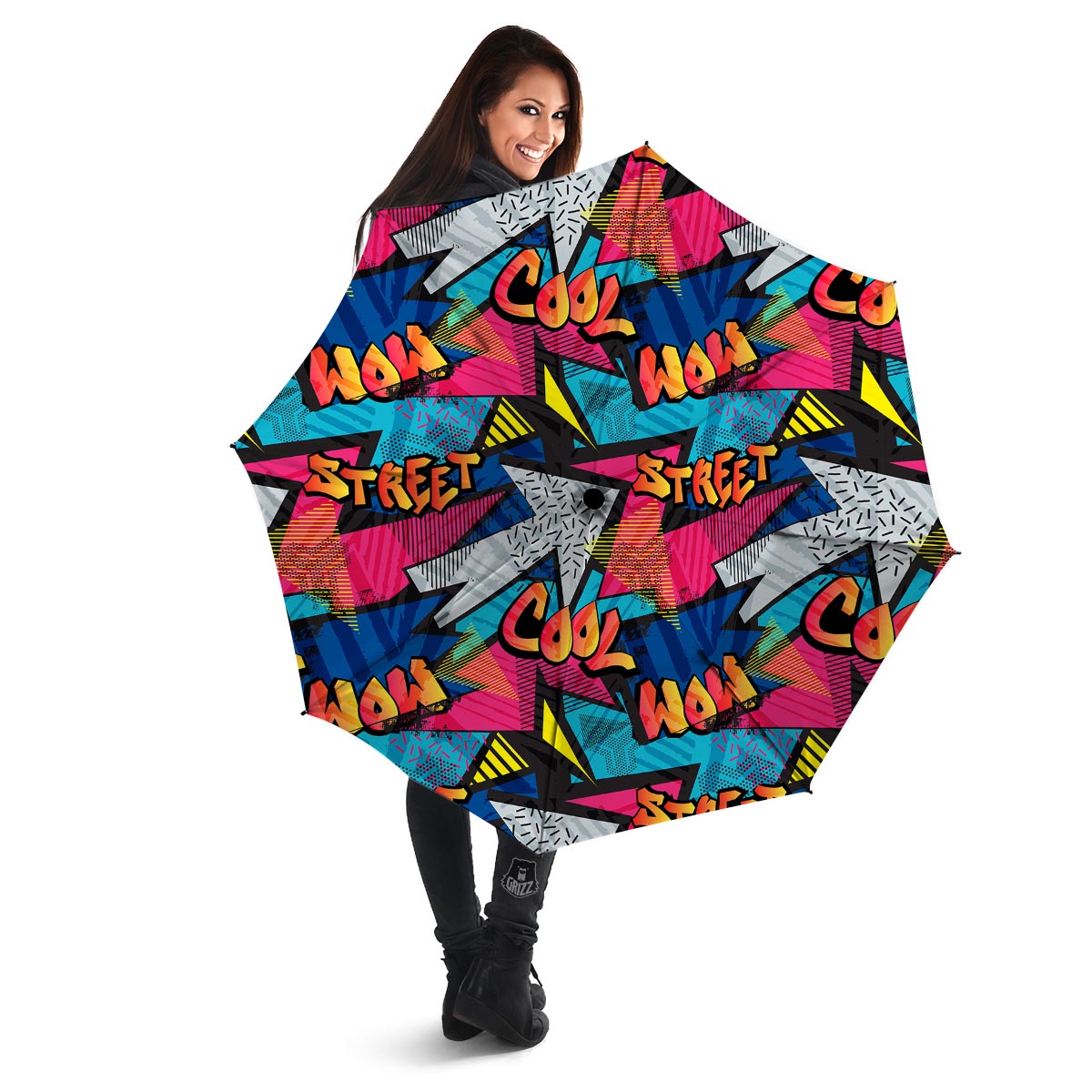 Abstract Graffiti Wow Print Umbrella-grizzshop