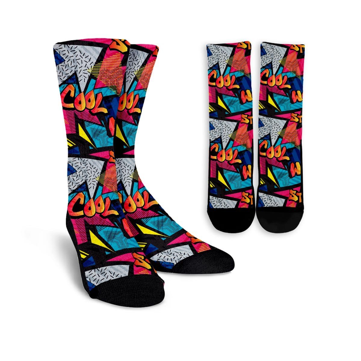 Abstract Graffiti Wow Print Unisex Socks-grizzshop