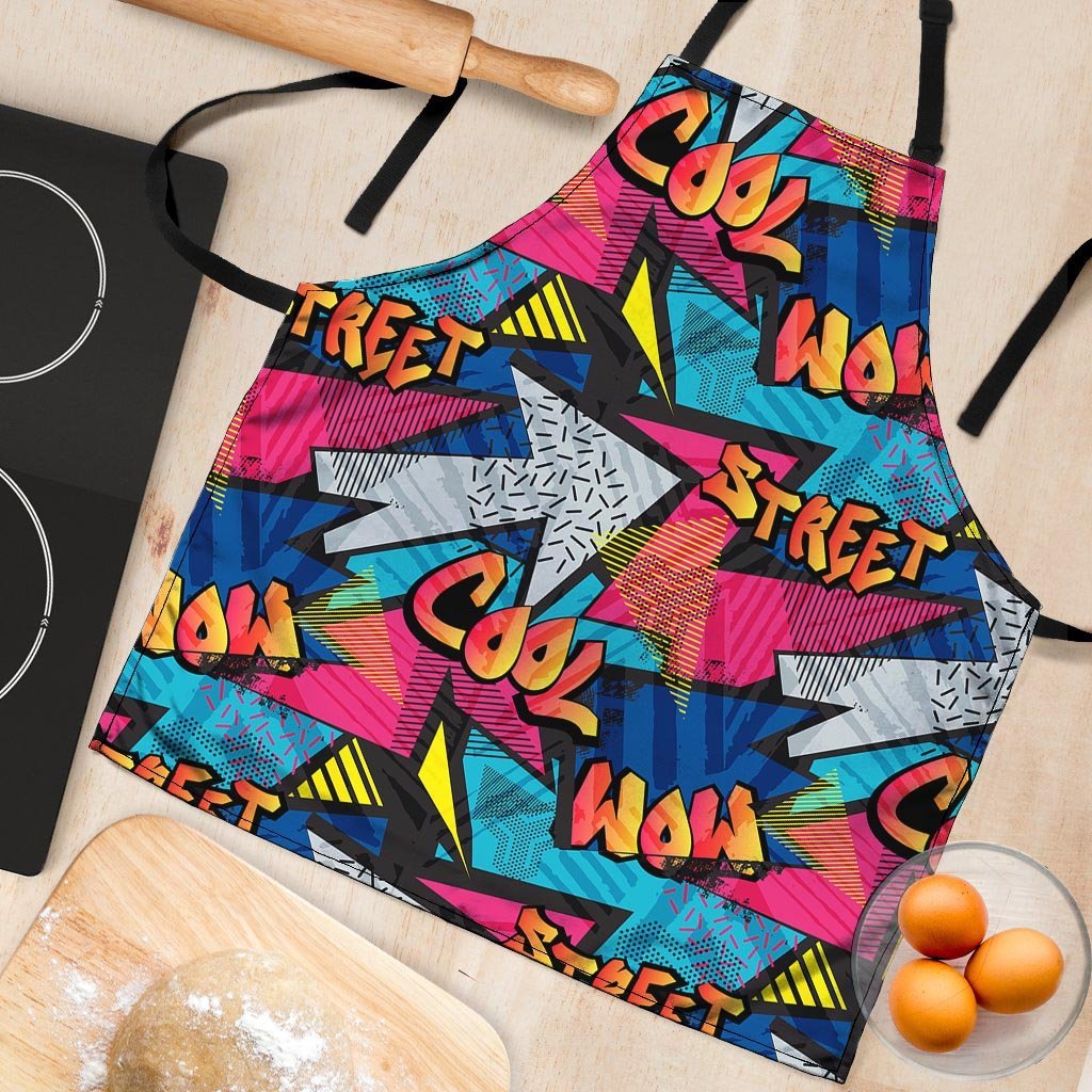 Abstract Graffiti Wow Print Women's Apron-grizzshop