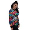 Abstract Graffiti Wow Print Women's Bomber Jacket-grizzshop