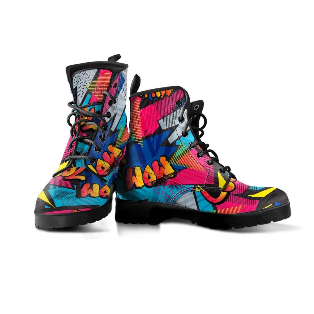 Abstract Graffiti Wow Print Women's Boots-grizzshop