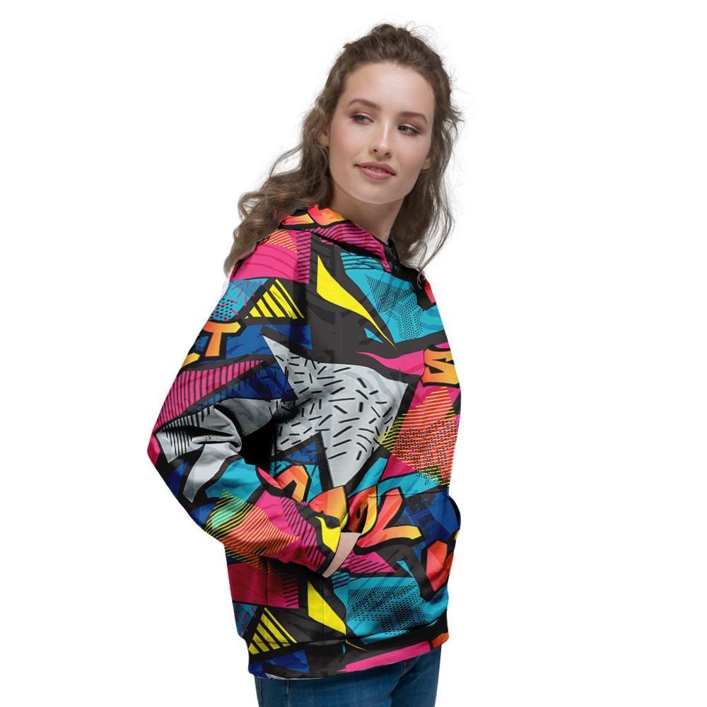 Abstract Graffiti Wow Print Women's Hoodie-grizzshop