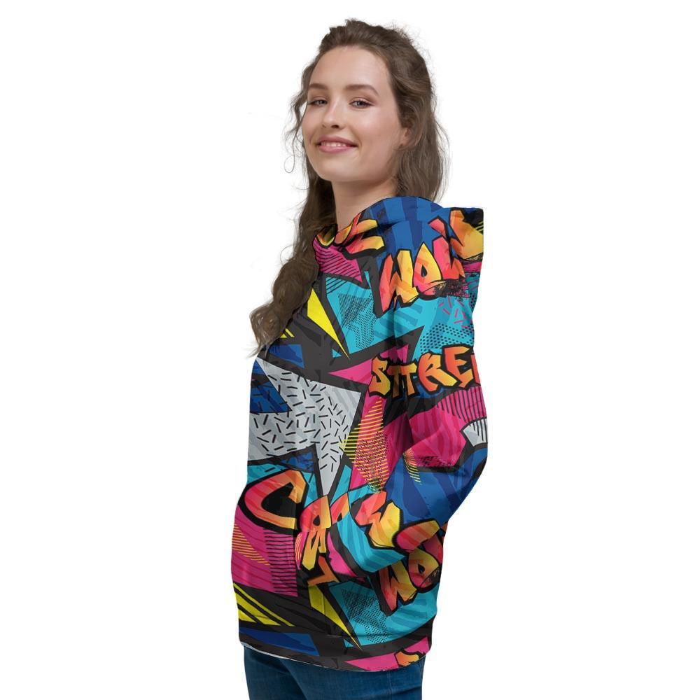 Abstract Graffiti Wow Print Women's Hoodie-grizzshop