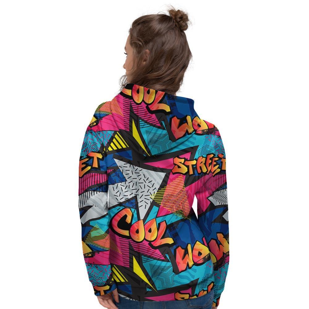 Abstract Graffiti Wow Print Women's Hoodie-grizzshop