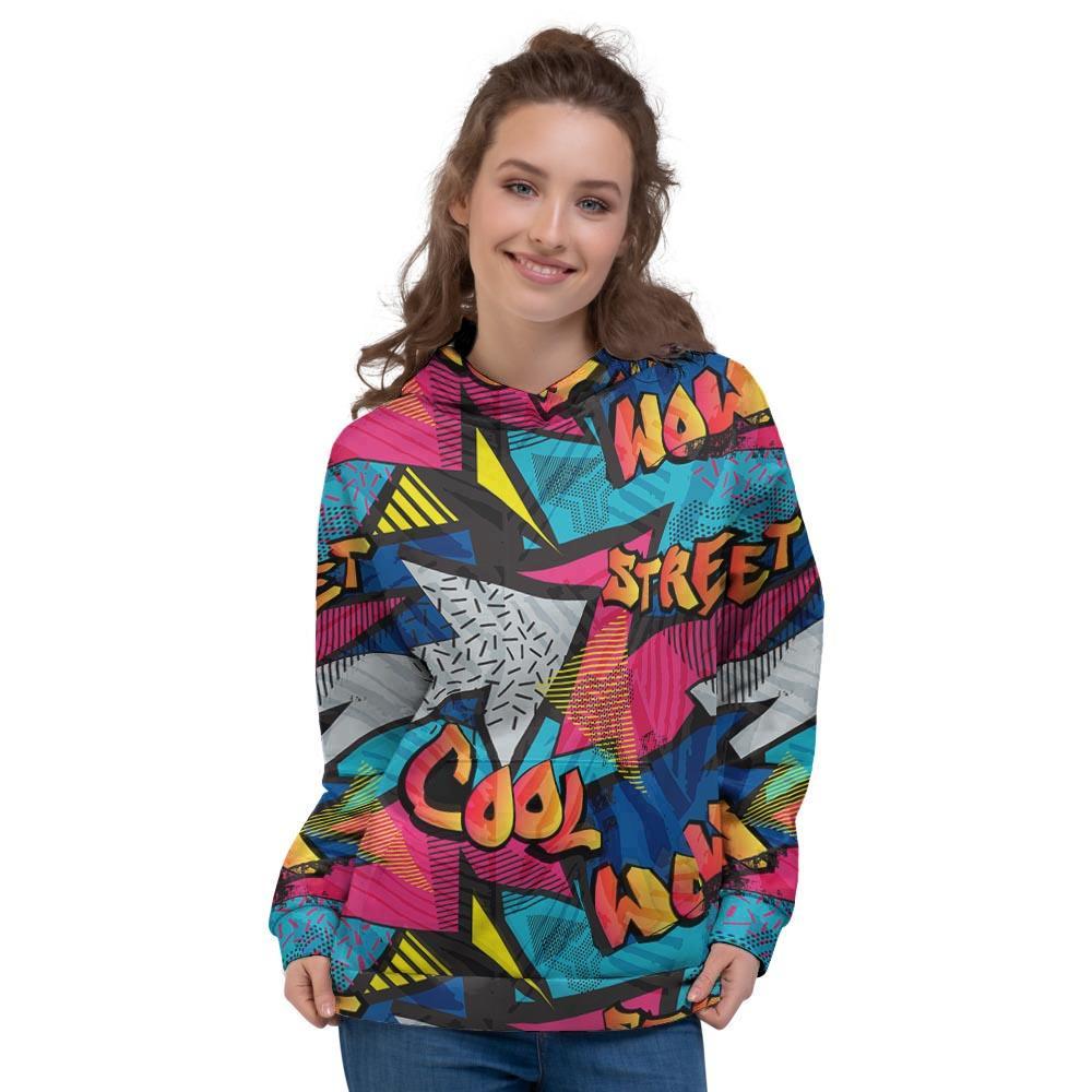Abstract Graffiti Wow Print Women's Hoodie-grizzshop