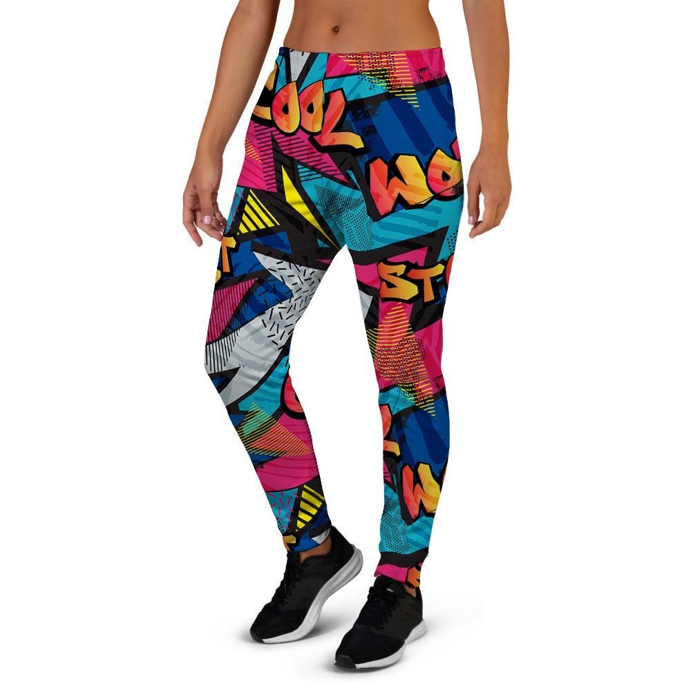 Abstract Graffiti Wow Print Women's Joggers-grizzshop