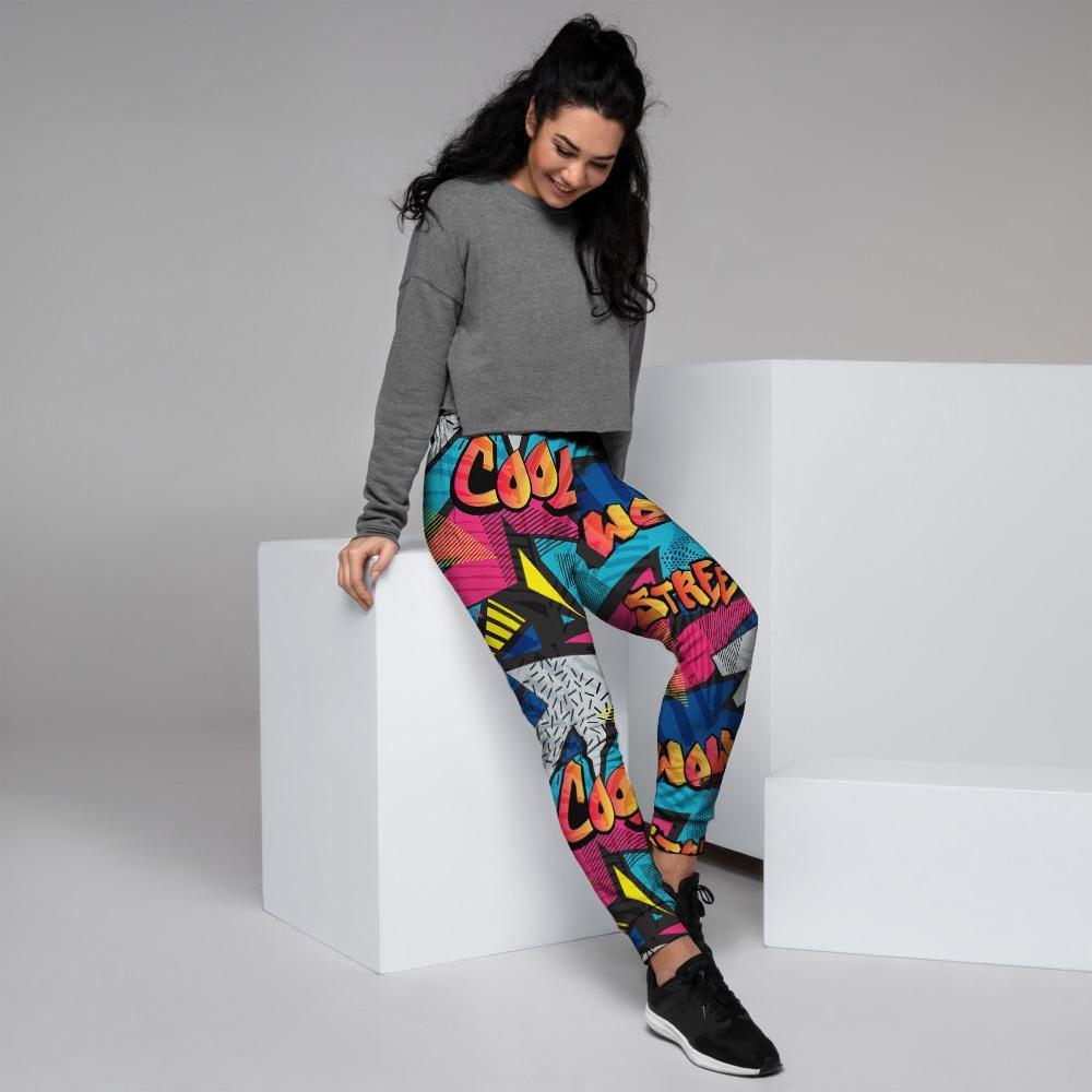 Abstract Graffiti Wow Print Women's Joggers-grizzshop