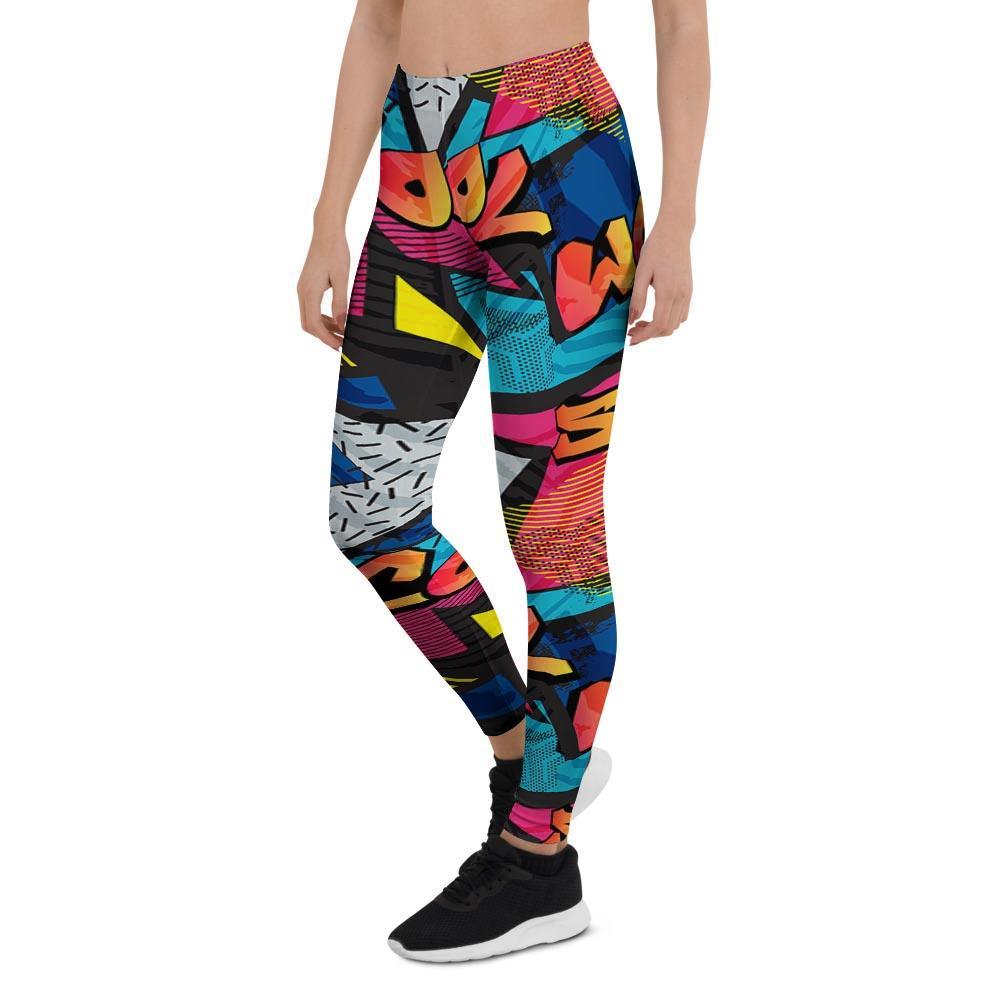 Abstract Graffiti Wow Print Women's Leggings-grizzshop