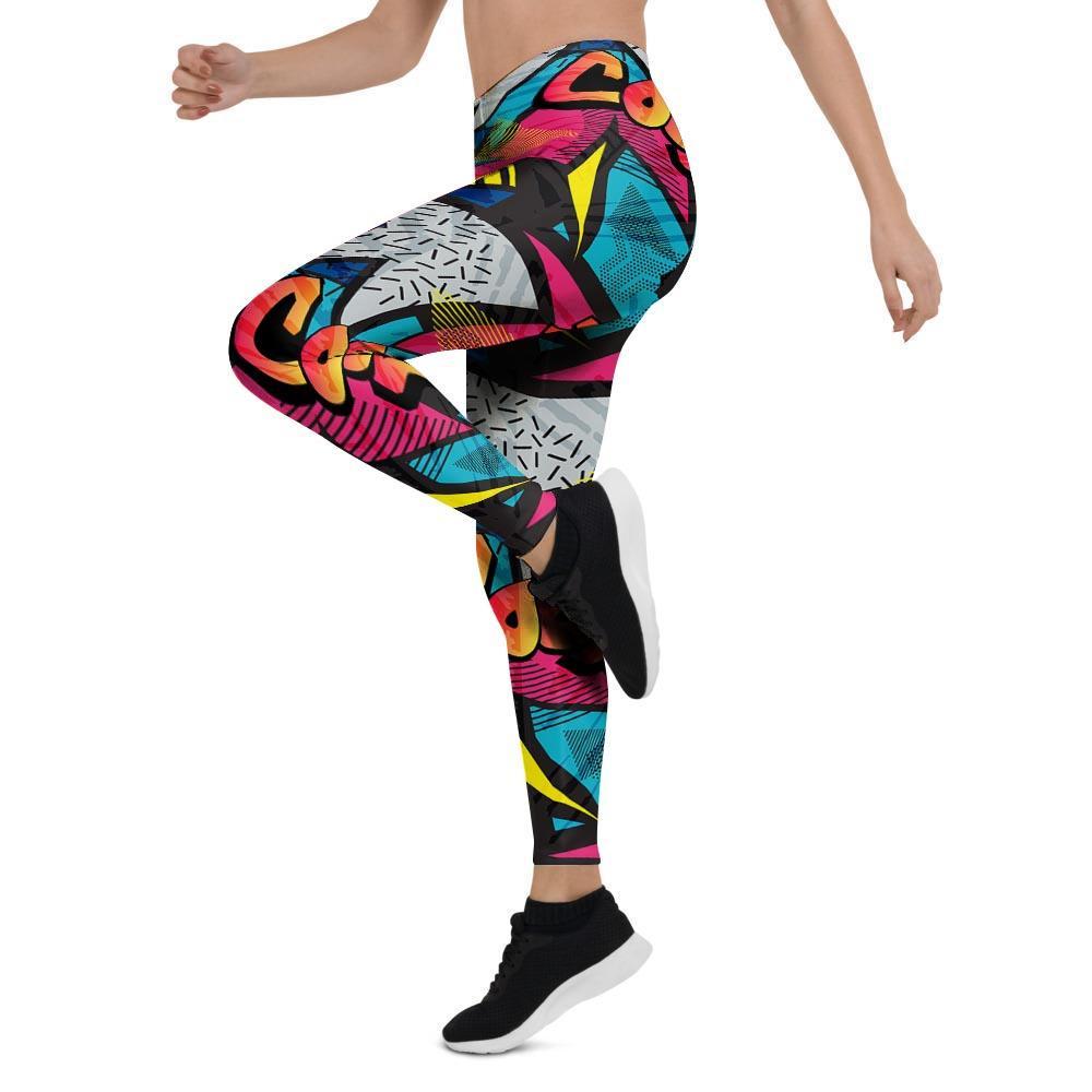 Abstract Graffiti Wow Print Women's Leggings-grizzshop