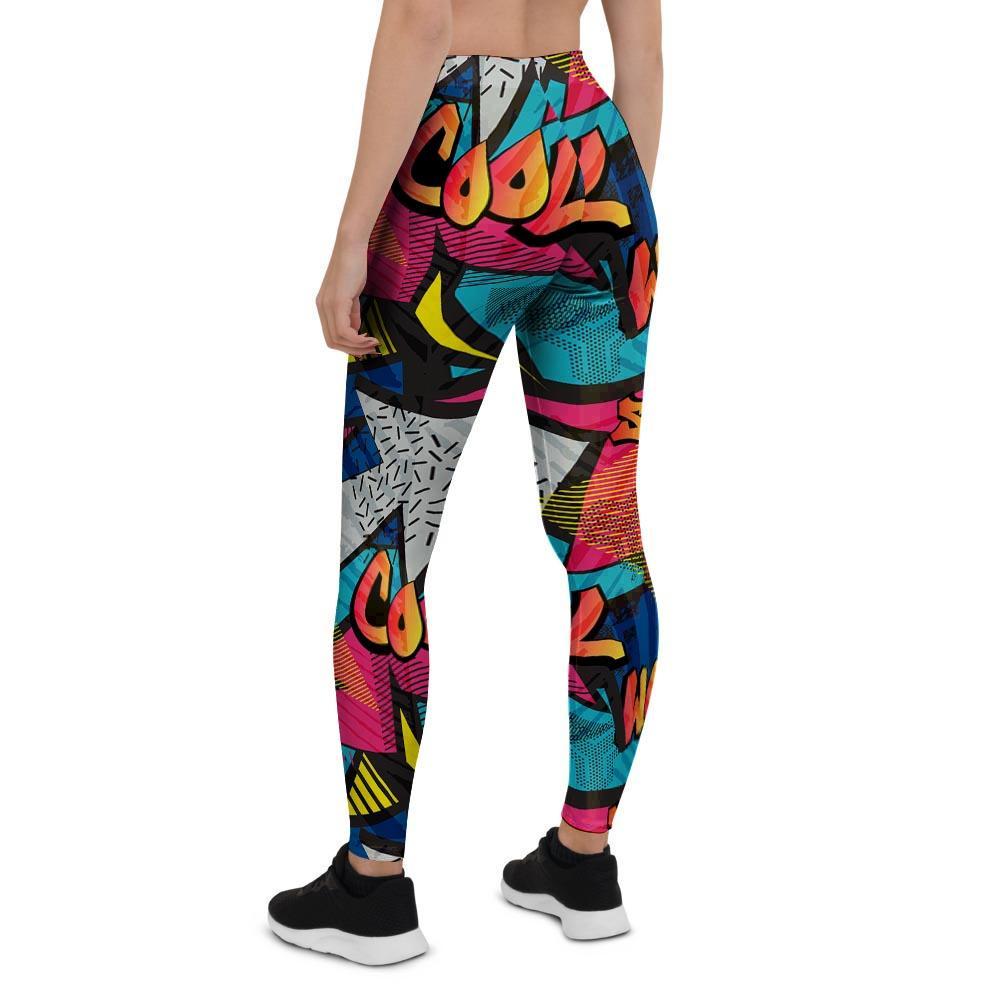 Abstract Graffiti Wow Print Women's Leggings-grizzshop