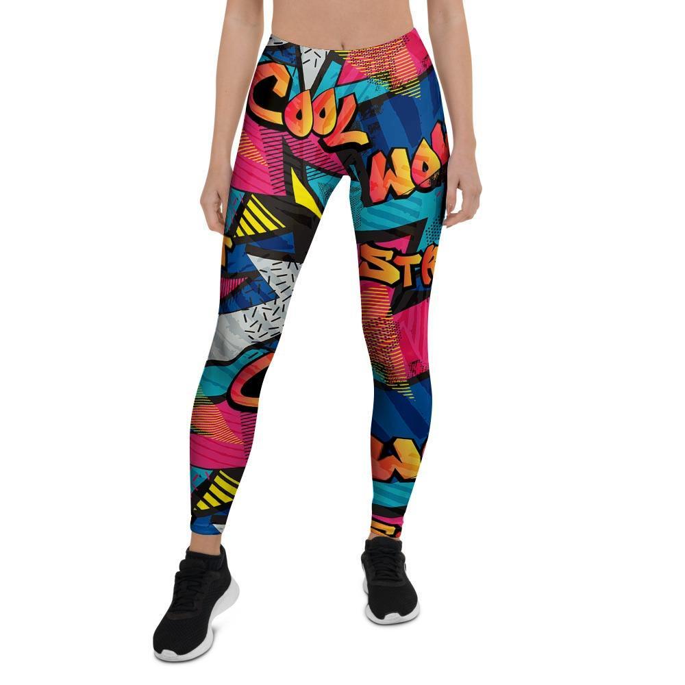 Abstract Graffiti Wow Print Women's Leggings-grizzshop