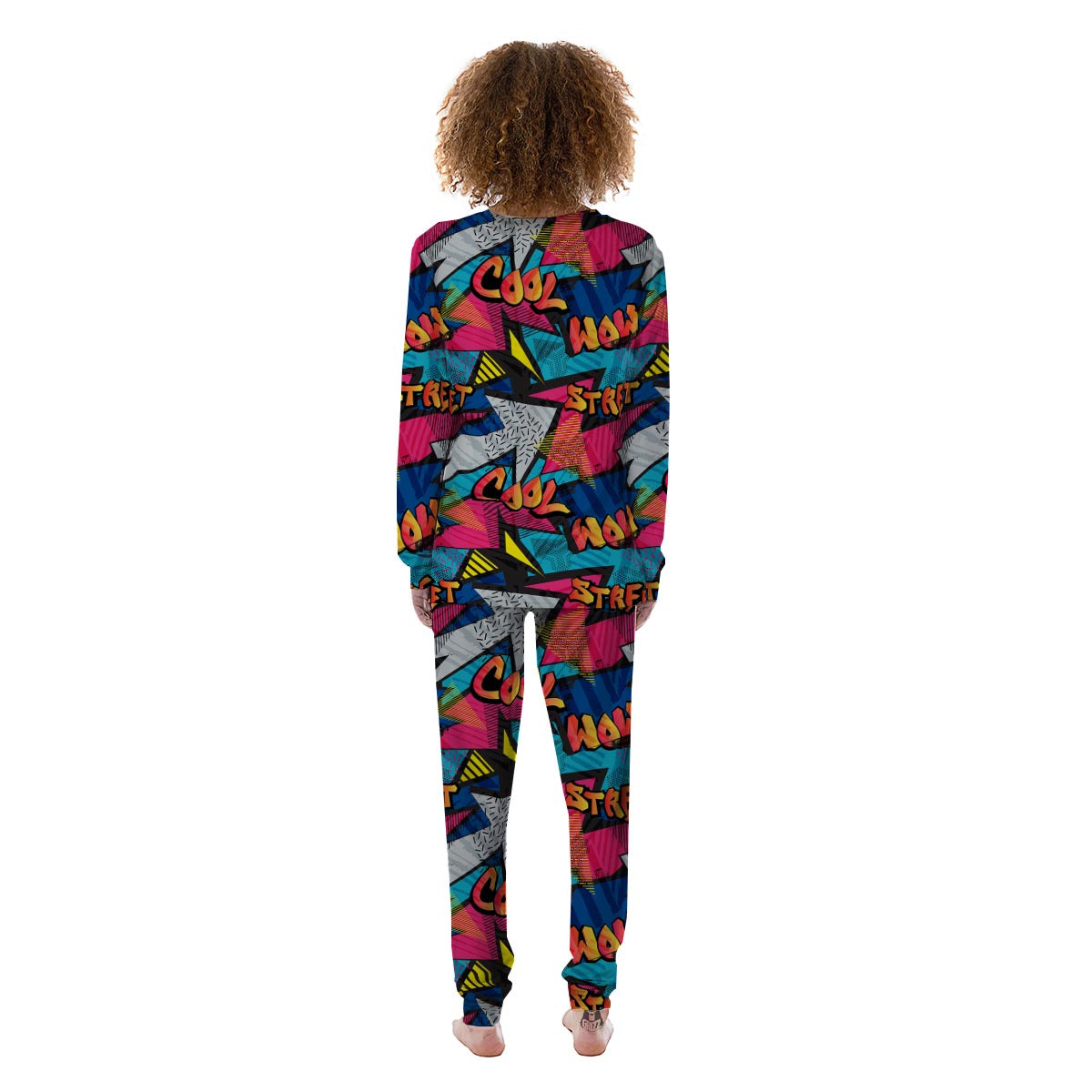 Abstract Graffiti Wow Print Women's Pajamas-grizzshop