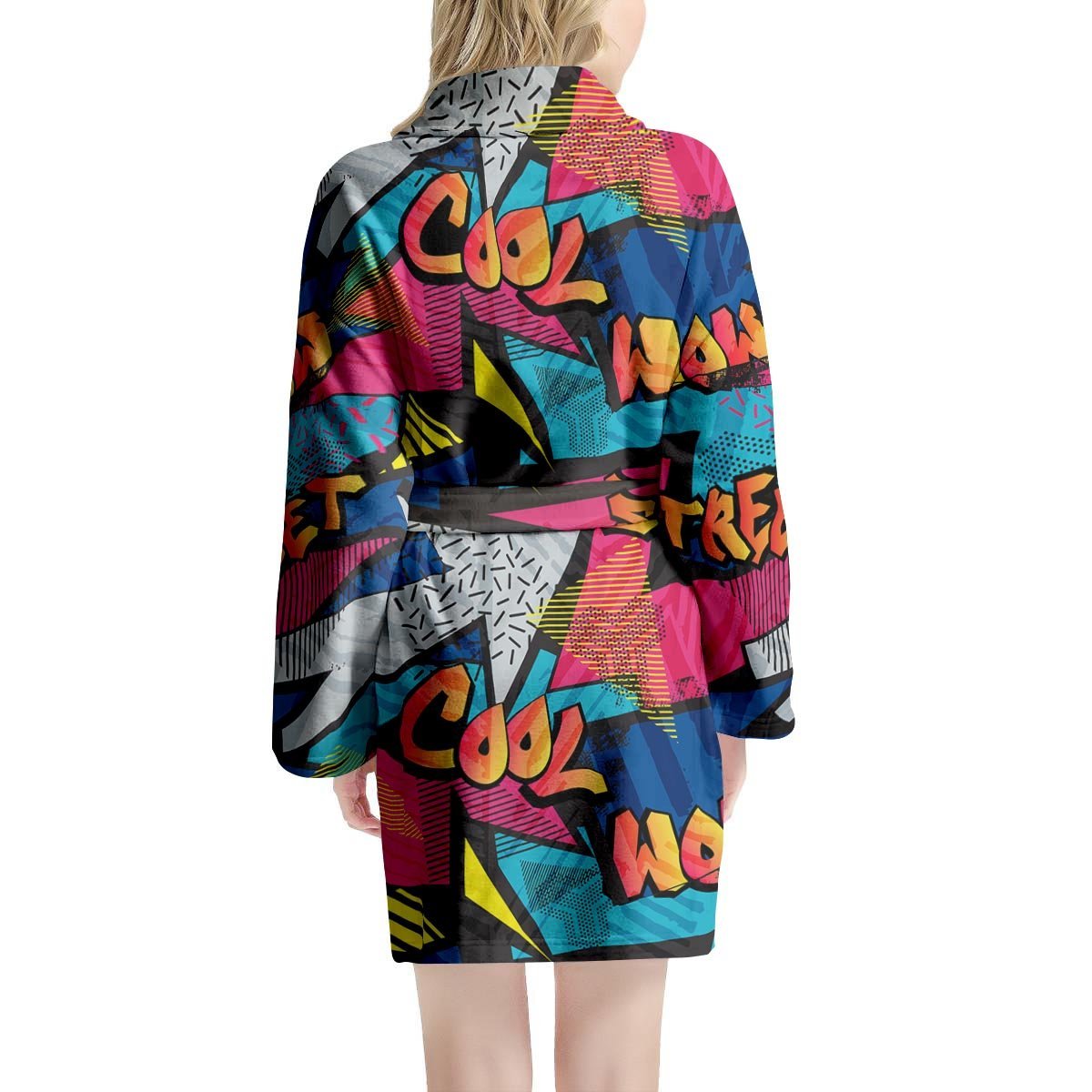 Abstract Graffiti Wow Print Women's Robe-grizzshop