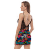 Abstract Graffiti Wow Print Women's Sexy Night Dress-grizzshop