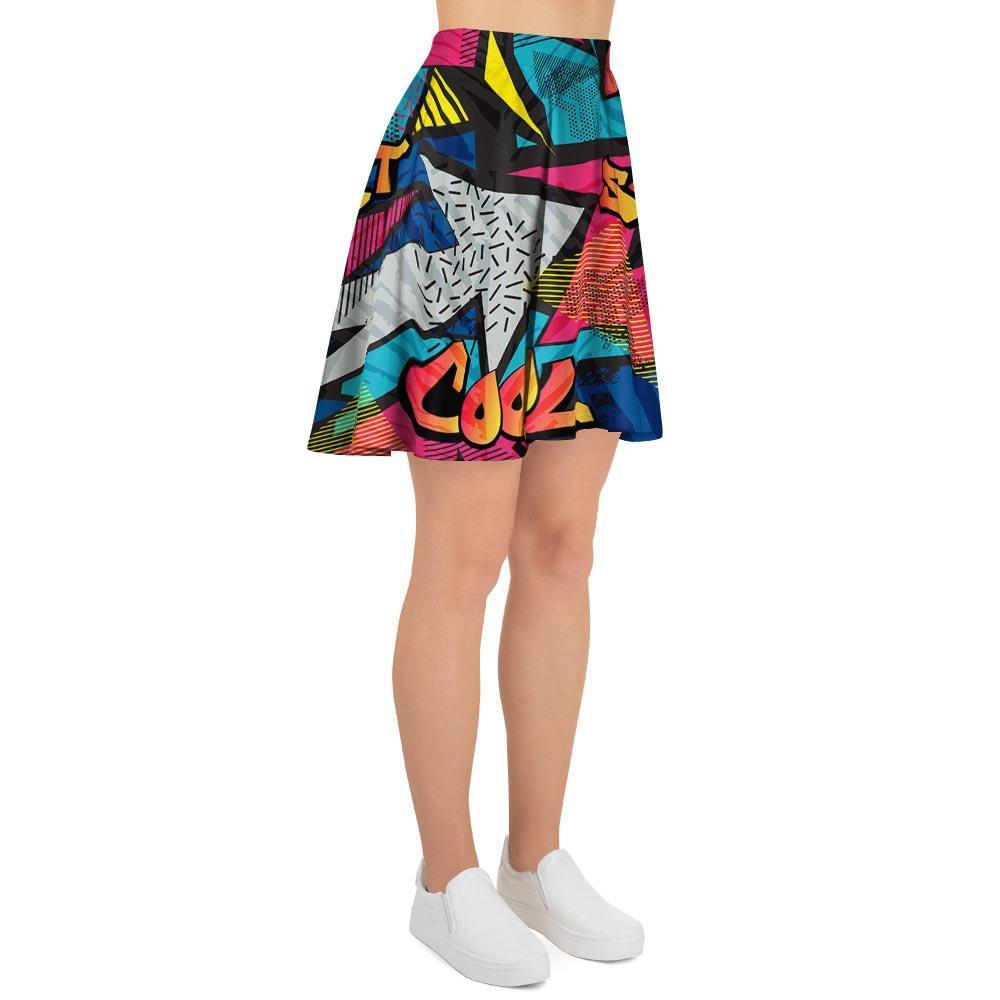 Abstract Graffiti Wow Print Women's Skirt-grizzshop