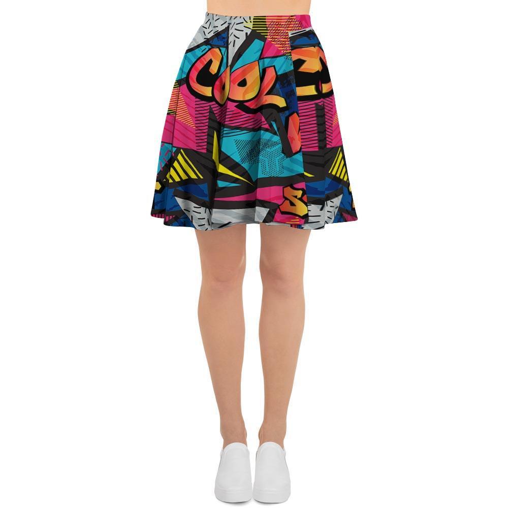 Abstract Graffiti Wow Print Women's Skirt-grizzshop