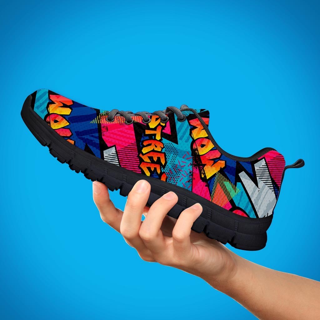 Abstract Graffiti Wow Print Women's Sneakers-grizzshop