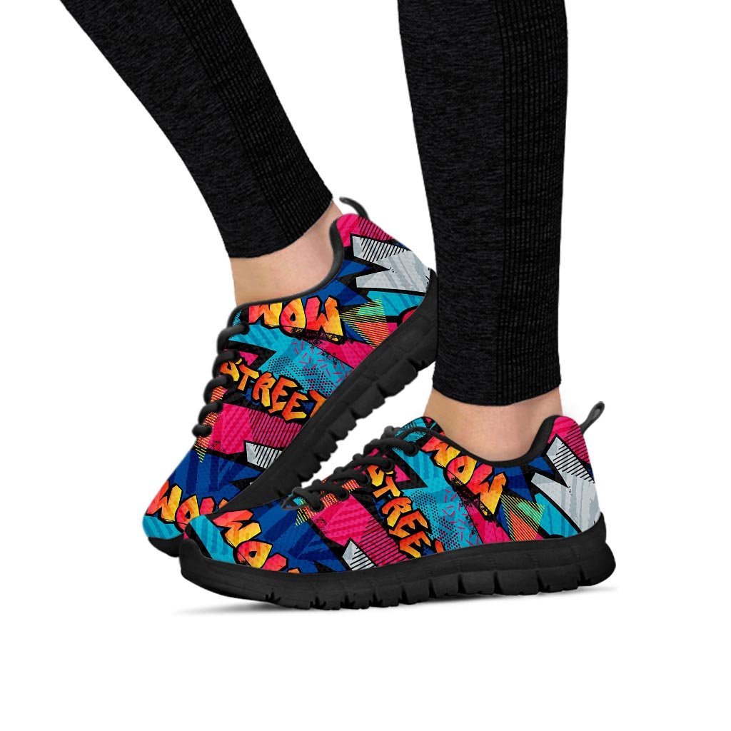 Abstract Graffiti Wow Print Women's Sneakers-grizzshop