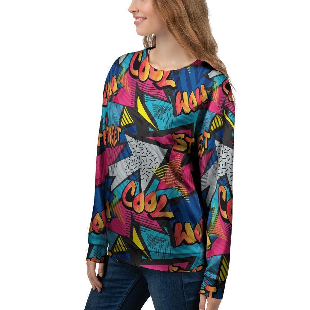 Abstract Graffiti Wow Print Women's Sweatshirt-grizzshop