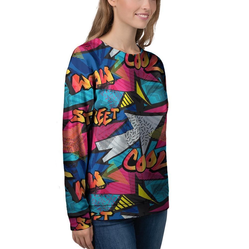 Abstract Graffiti Wow Print Women's Sweatshirt-grizzshop