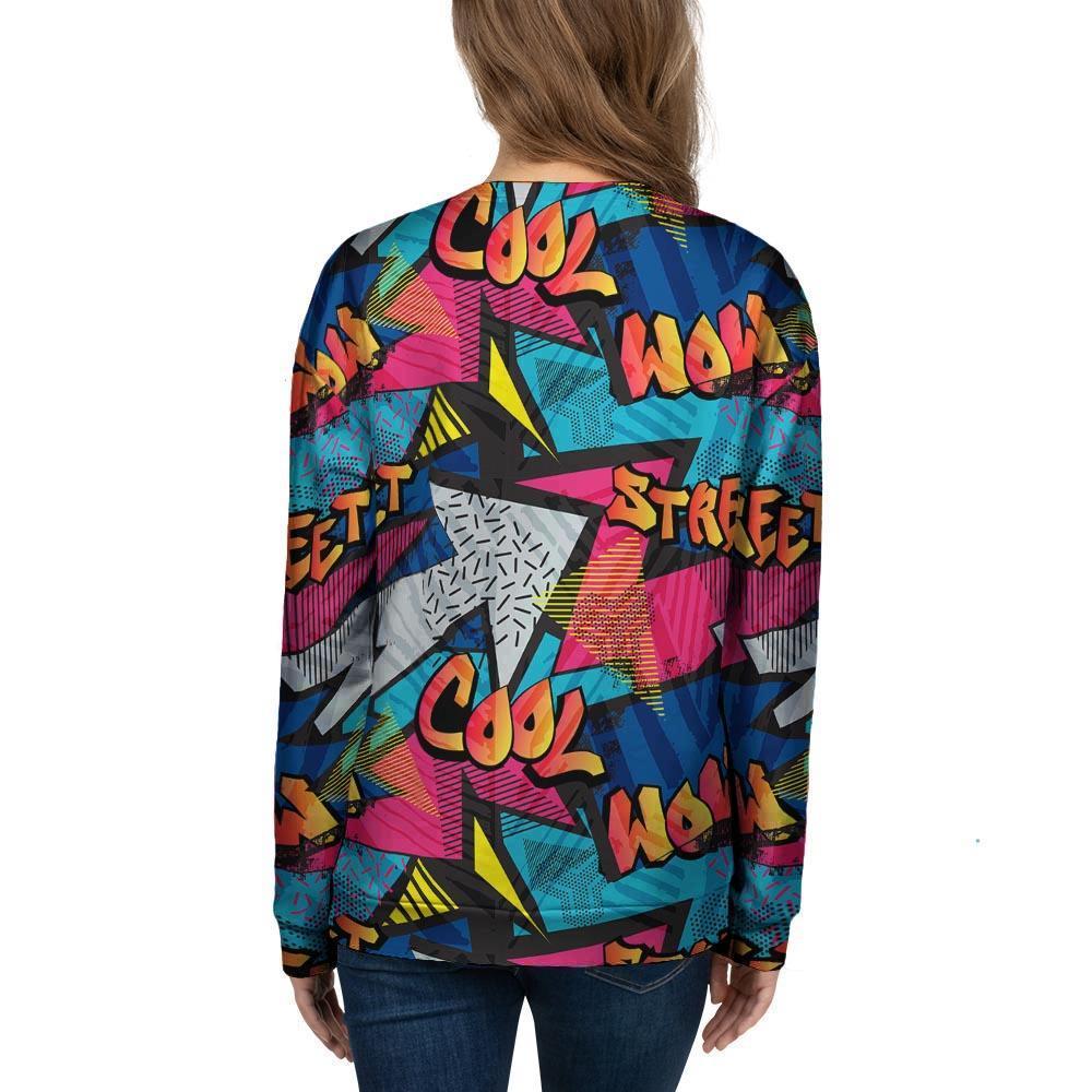 Abstract Graffiti Wow Print Women's Sweatshirt-grizzshop