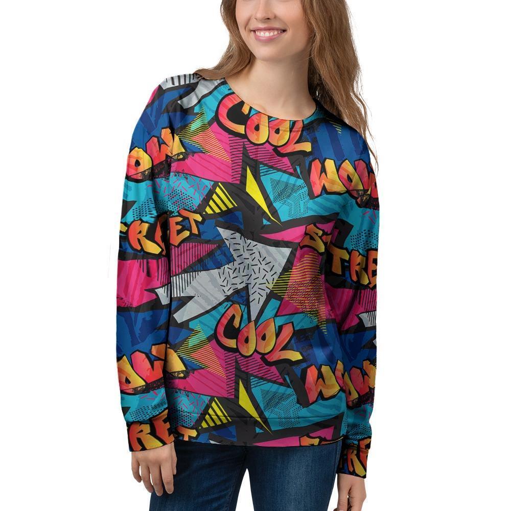 Abstract Graffiti Wow Print Women's Sweatshirt-grizzshop