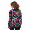 Abstract Graffiti Wow Print Women's Zip Up Hoodie-grizzshop