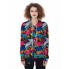 Abstract Graffiti Wow Print Women's Zip Up Hoodie-grizzshop