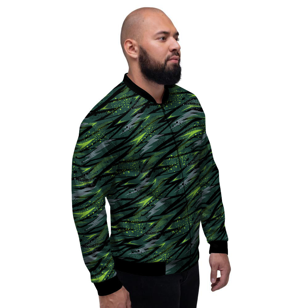 Abstract Green Lightning Print Pattern Men's Bomber Jacket-grizzshop