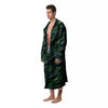 Abstract Green Lightning Print Pattern Men's Robe-grizzshop