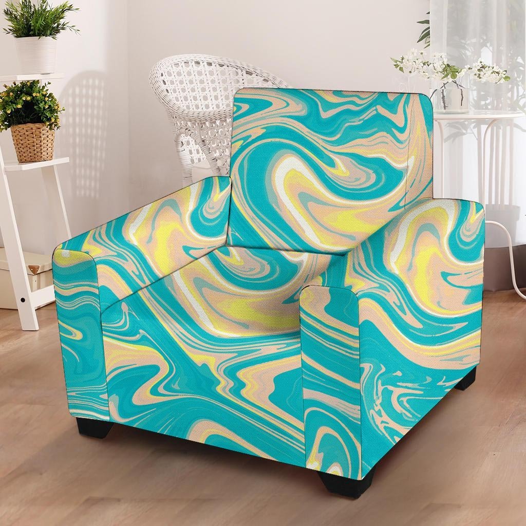 Abstract Green Marble Armchair Cover-grizzshop