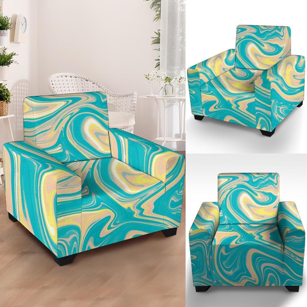 Abstract Green Marble Armchair Cover-grizzshop