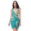 Abstract Green Marble Bodycon Dress-grizzshop