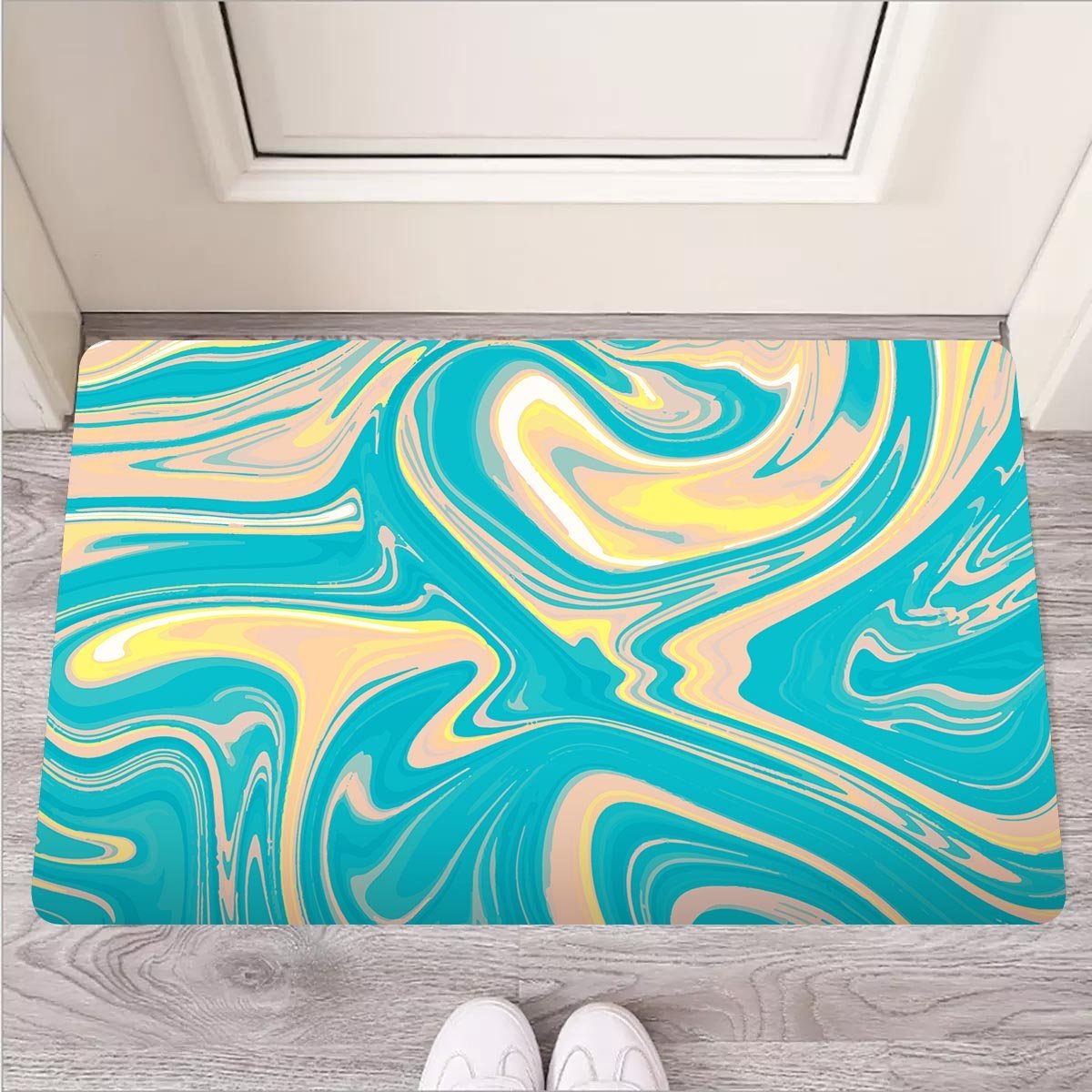 Abstract Green Marble Door Mat-grizzshop