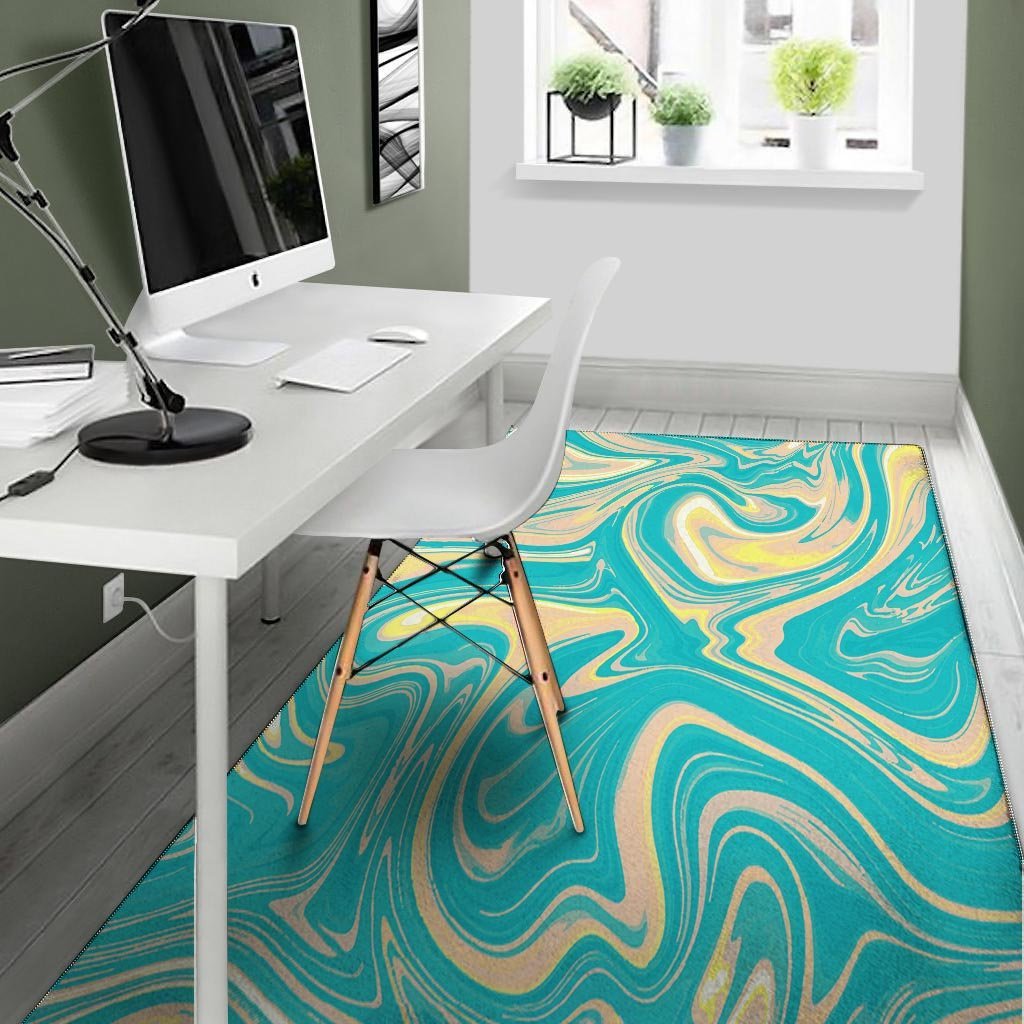 Abstract Green Marble Floor Mat-grizzshop