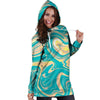 Abstract Green Marble Hoodie Dress-grizzshop