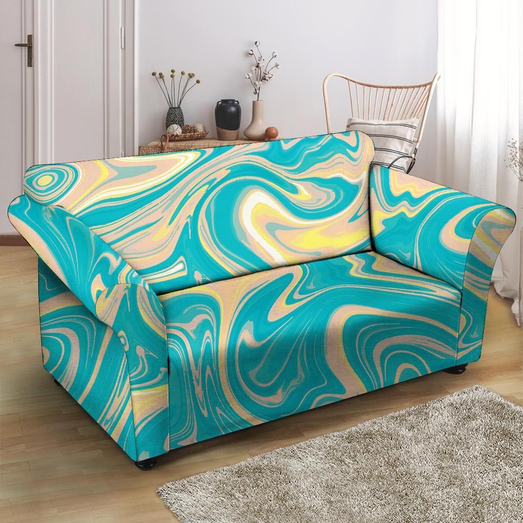 Abstract Green Marble Loveseat Cover-grizzshop