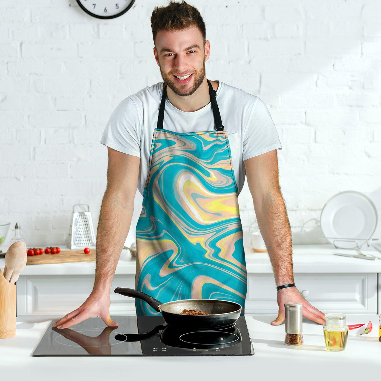 Abstract Green Marble Men's Apron-grizzshop