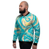 Abstract Green Marble Men's Bomber Jacket-grizzshop