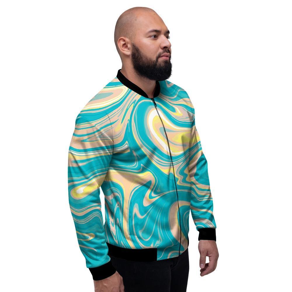 Abstract Green Marble Men's Bomber Jacket-grizzshop