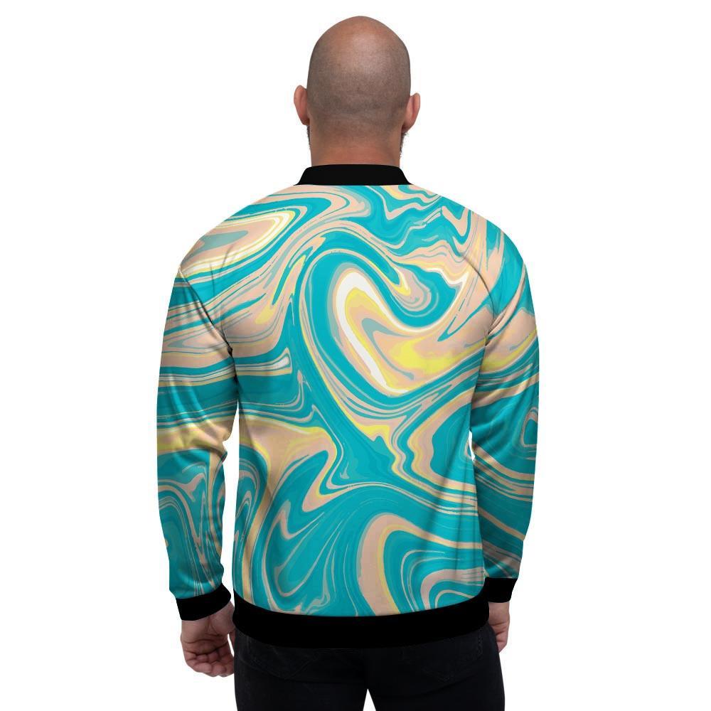 Abstract Green Marble Men's Bomber Jacket-grizzshop