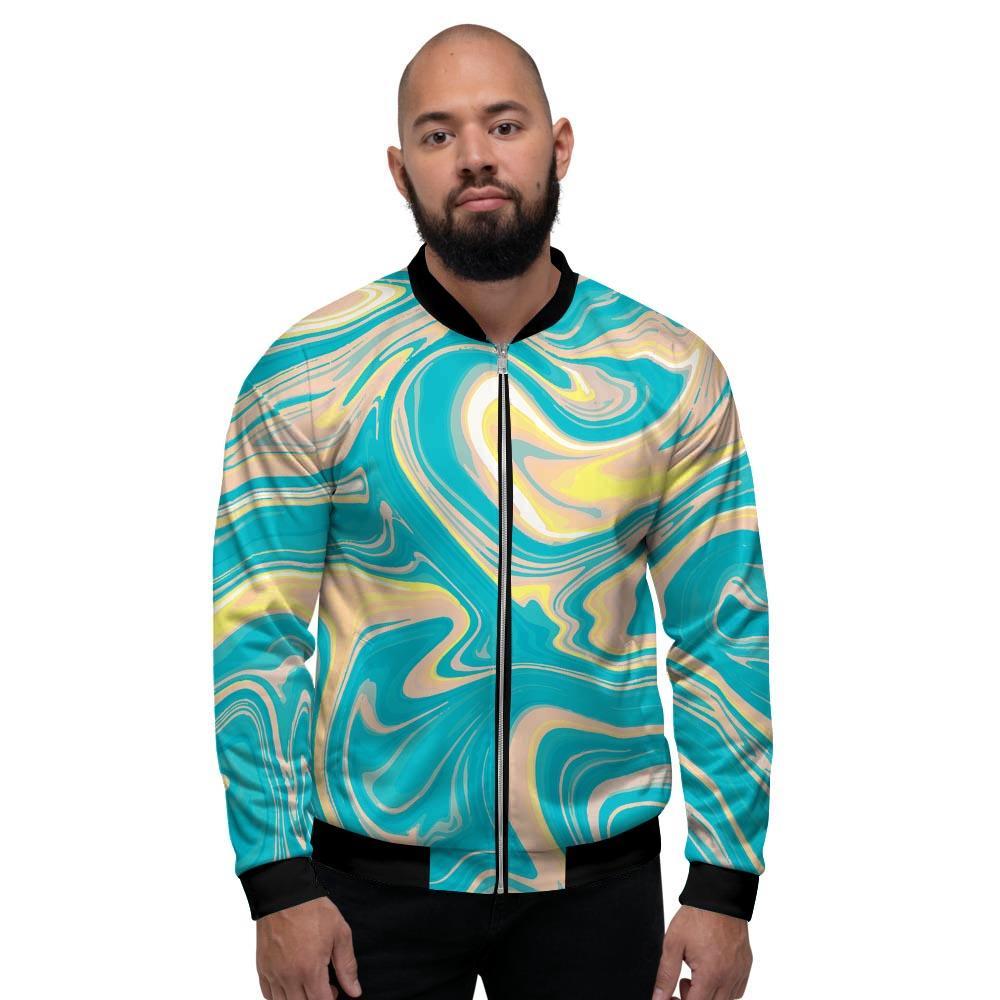 Abstract Green Marble Men's Bomber Jacket-grizzshop