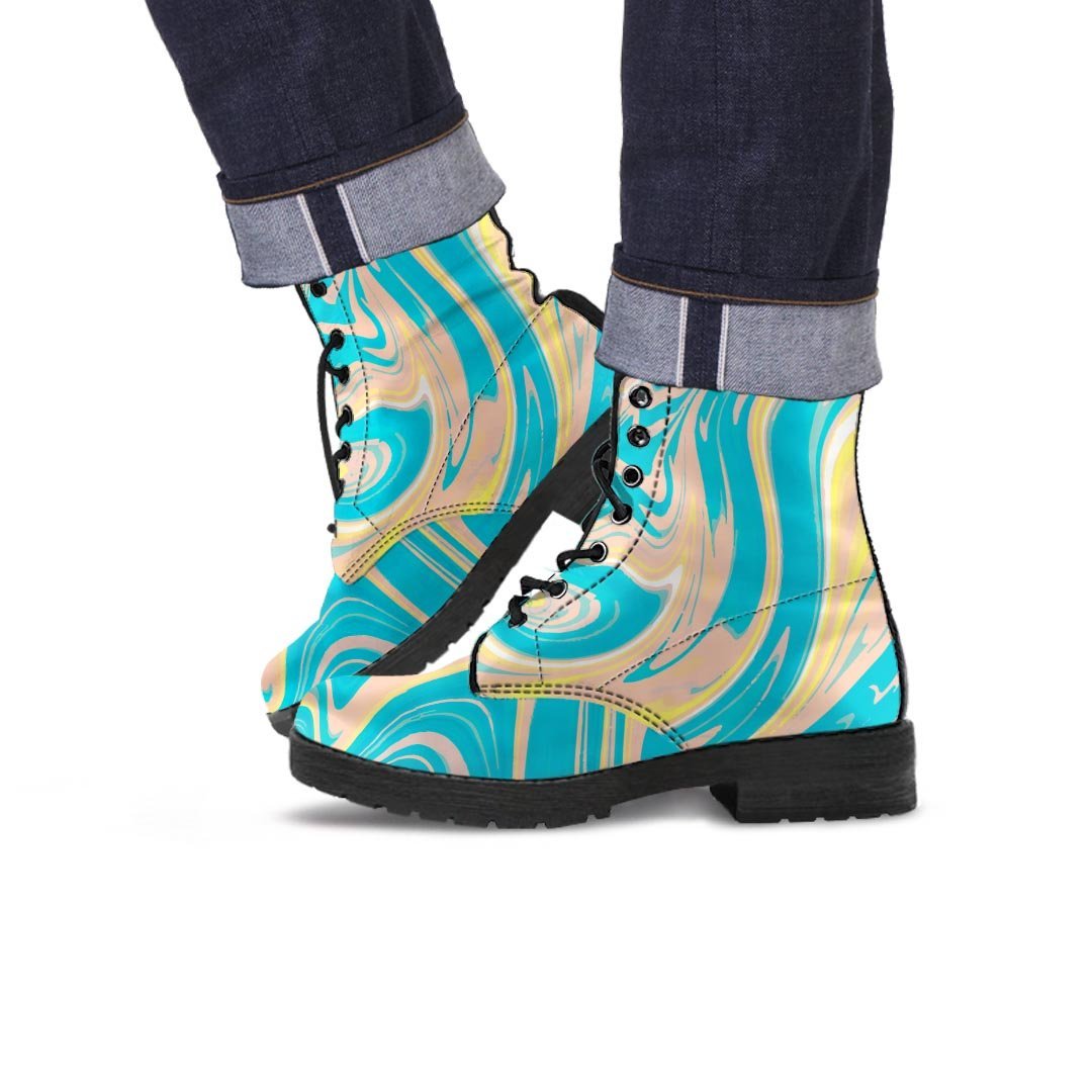 Abstract Green Marble Men's Boots-grizzshop